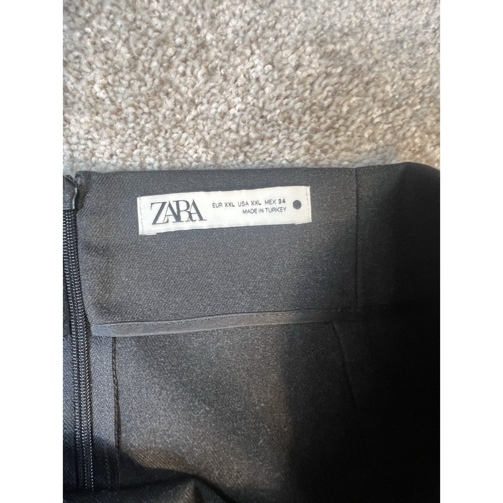 zara womens pencil straight long black skirt w/ side slit ruched size XXL - Picture 2 of 3